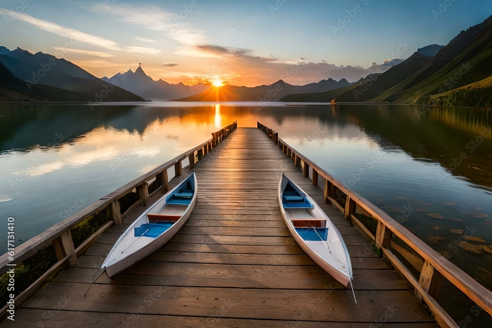 lake and mountains