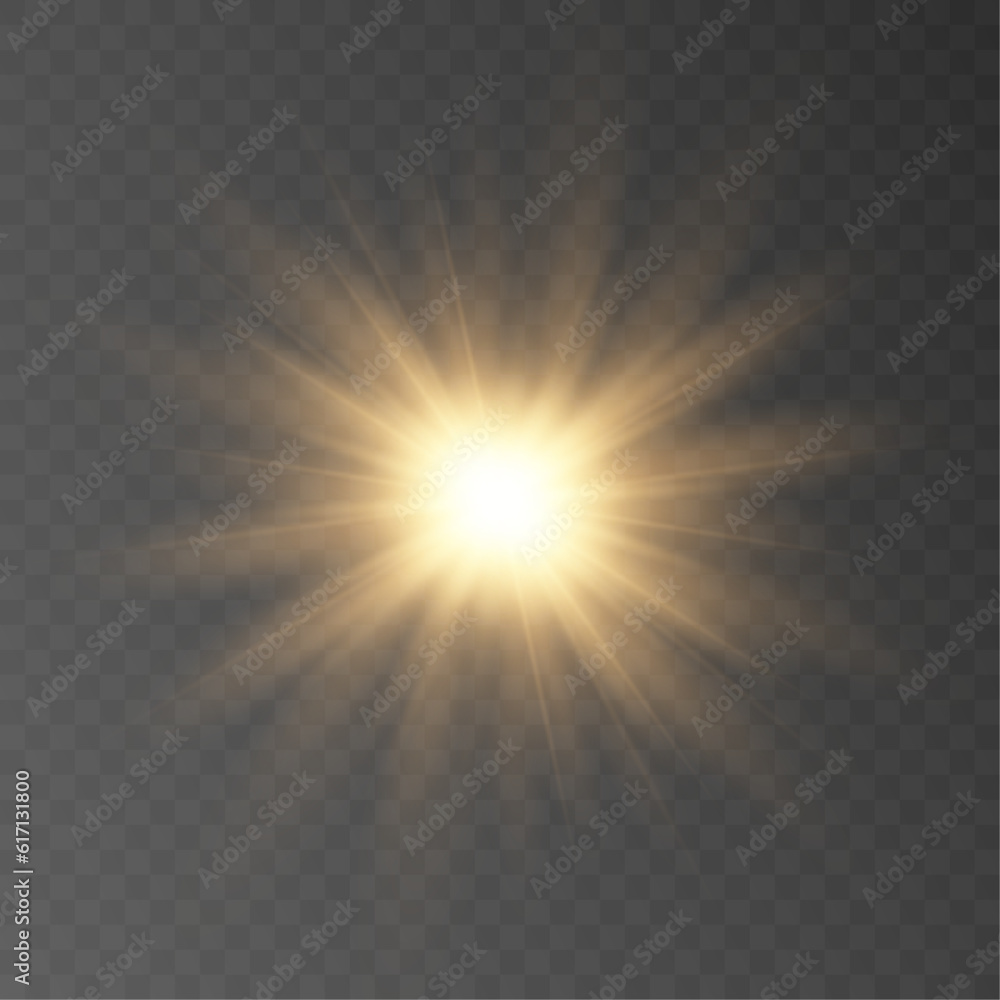 Bright sun with shimmering highlights on a transparent background. vector gradient	