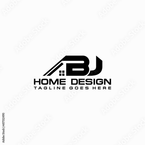 BJ initial home or real estate logo vector design photo