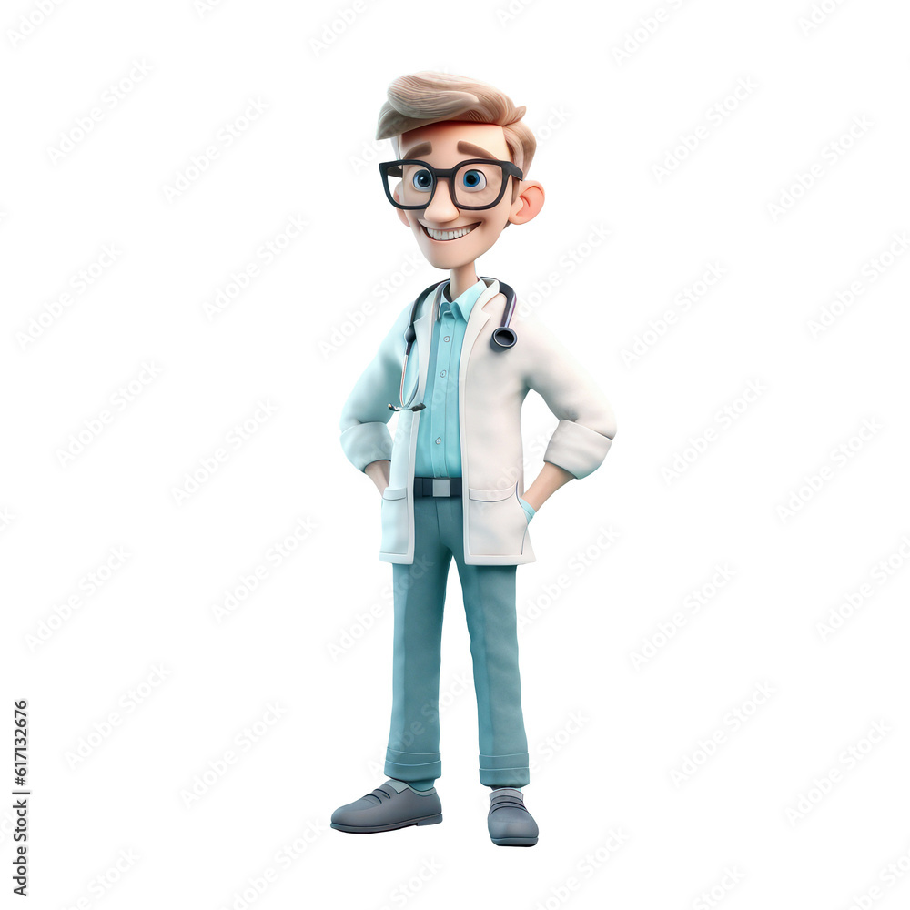 Young smiling old man doctor, medical specialist Medicine concept. Cute 3d icon people character illustration. Cartoon minimal style on isolated transparent background png. Generative ai Young smiling old man doctor, medical specialist Medicine concept. Cute 3d icon people character illustration. Cartoon minimal style on isolated transparent background png. Generative ai