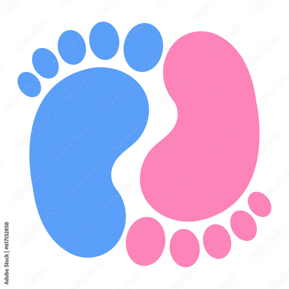 Illustration of pink and blue footprint of boy and girl on white background Illustration of pink and blue footprint of boy and girl on white background
