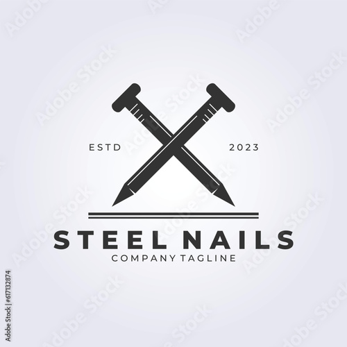 Simple logo vintage Steel nails vector illustration design