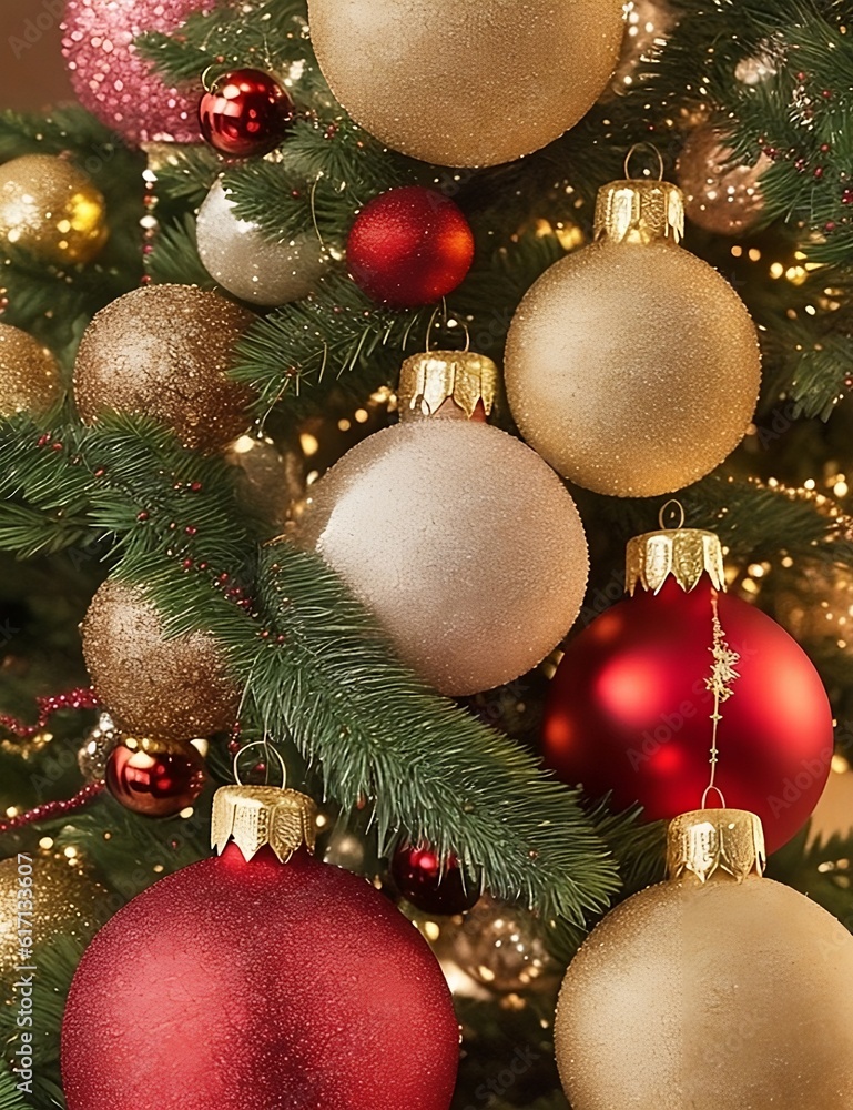 Fototapeta premium christmas tree with balls