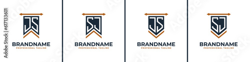 Letter JS and SJ Pennant Flag Logo Set, Represent Victory. Suitable for any business with JS or SJ initials.