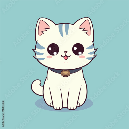 Modern flat color vector illustration of a cute cartoon cat mascot character. Perfect for various design projects.