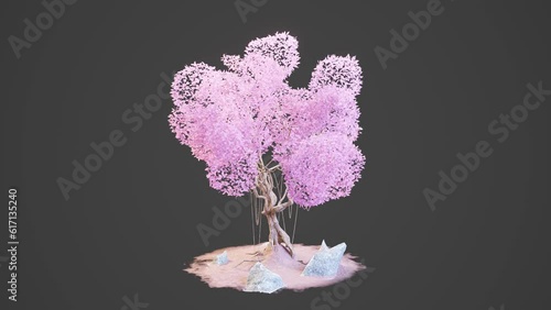 3D Procedural tree growing in randomized phases, ultra fast workflow with procedural modelling 4k animation  photo