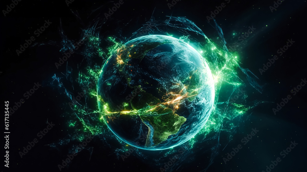 Planet Earth on a black background, generative AI. Planet Earth on a black background, generative AI.