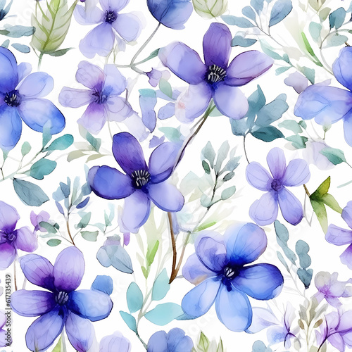 Nature-inspired floral seamless watercolor pattern in vintage style  wallpapers  prints  and textiles  adding artistic beauty. Generative Ai.