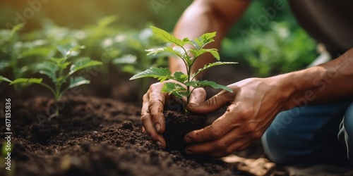 Community gardener promotes local food production and habitat restoration, sustainability and community engagement. Generative Ai.