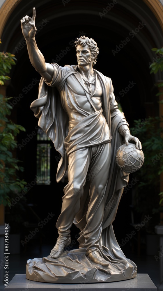 statue with ball in hand