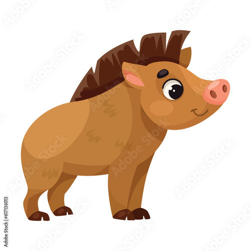 Cute Boar with Hoof and Snout as Forest Animal Vector Illustration