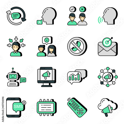 Pack of Communication and Negotiation Flat Icons

