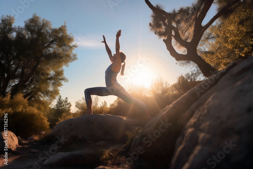 A Person Practicing Yoga in a Natural Environment, GENERATIVE AI,