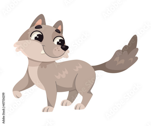 Cute Grey Wolf as Forest Animal Vector Illustration