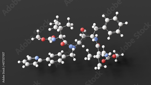 atazanavir molecule, molecular structure, reyataz, ball and stick 3d model, structural chemical formula with colored atoms