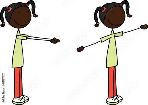 Happy kid exercises - front lateral arm raise