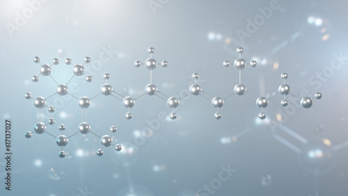 retinol molecular structure, 3d model molecule, vitamin a1, structural chemical formula view from a microscope photo
