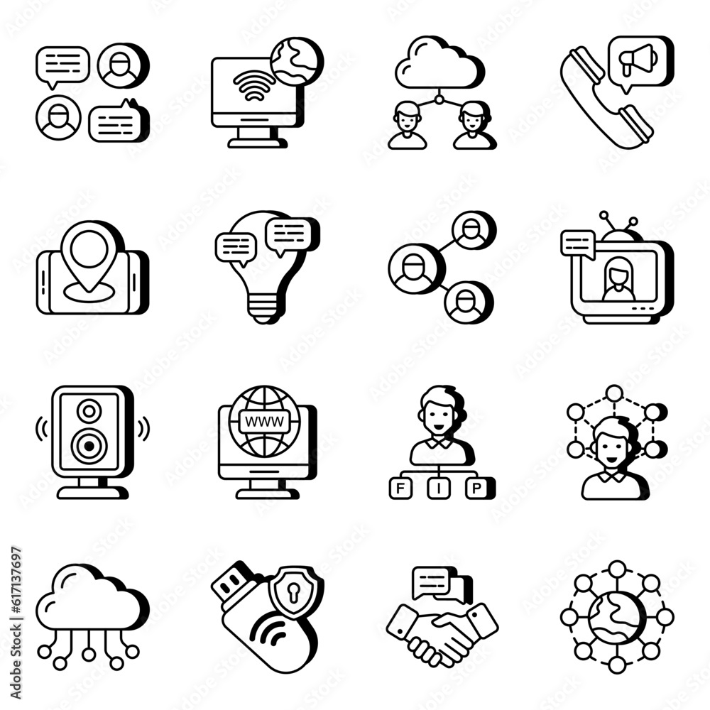 Pack of Communication and Chatting Linear Icons
Pack of Communication and Chatting Linear Icons