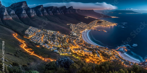 Cape Town panoramic view South Africa - Generative AI