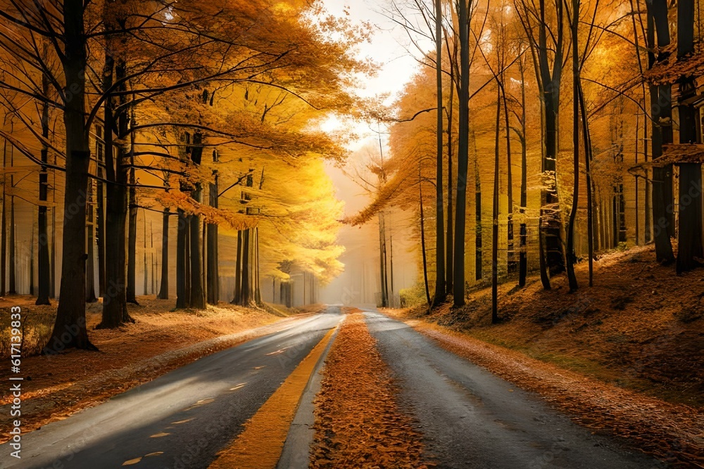 road in the autumn  generated ai