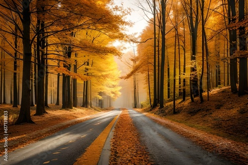 road in the autumn generated ai