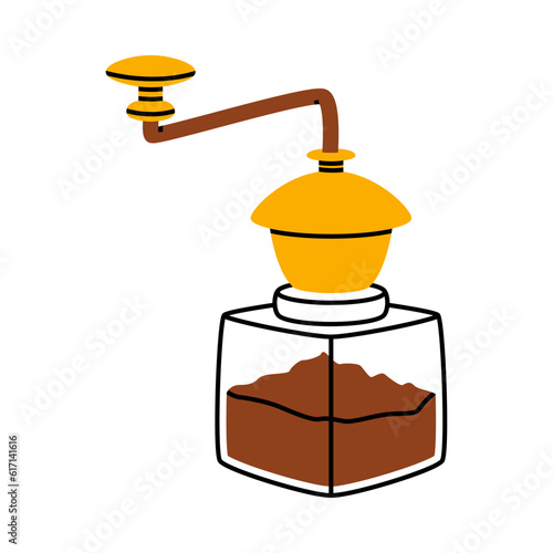 Coffee Grinder as Device for Aromatic Drink Preparation Vector Illustration