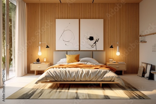 Close-up details of an exquisitely upholstered bed in a modern bedroom setting