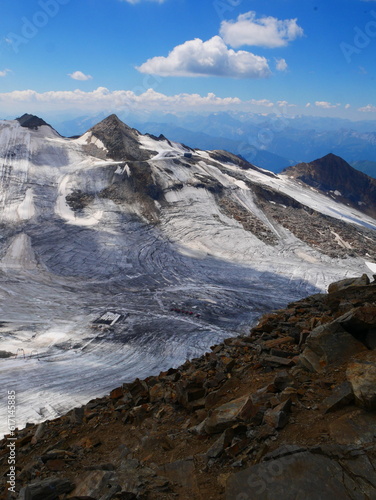 View on the Hintertux glacier on a summer day