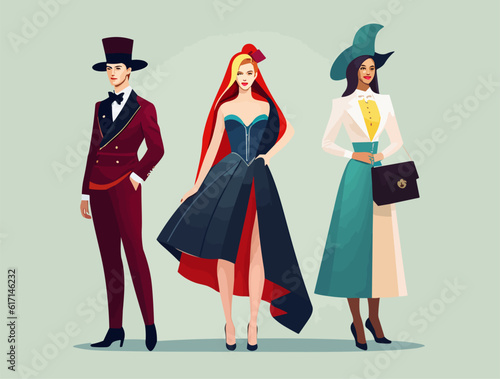 three people a man and two women dressed in ancient clothes