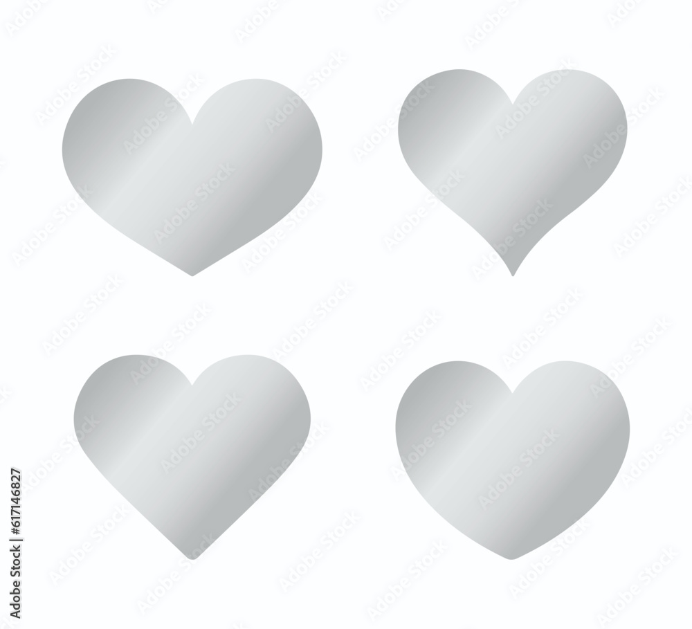 Heart, Valentine's Day. Silver, silvery, shiny, metallic. Icon, vector, illustration, symbol. love, light, joy