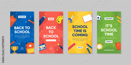 Back to School Social Media Template Collection. School Time Announcement Set