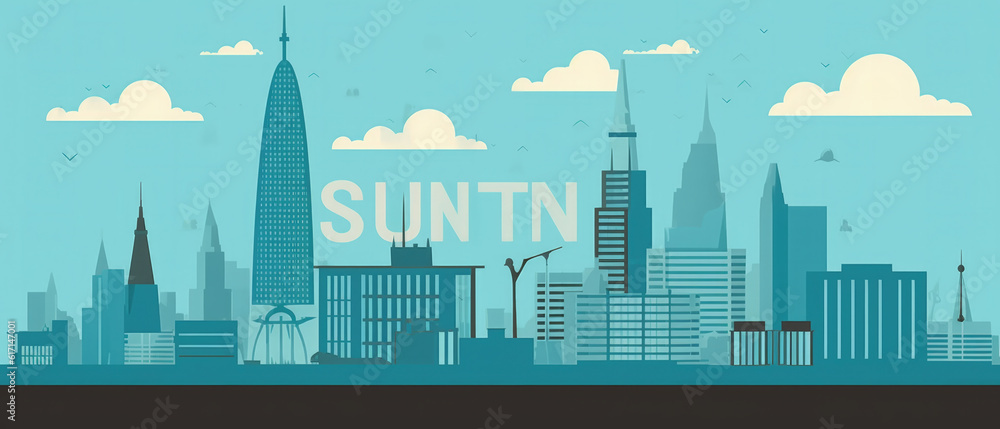 Fototapeta premium Sudan Landmarks Skyline Silhouette Style, Colorful, Cityscape, Travel and Tourist Attraction - Generative AI