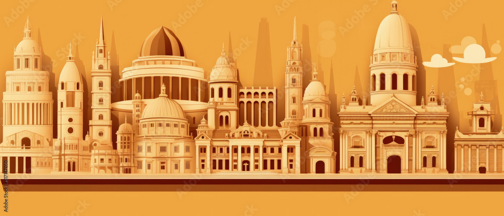 Angola Famous Landmarks Skyline Silhouette Style, Colorful, Cityscape, Travel and Tourist Attraction - Generative AI