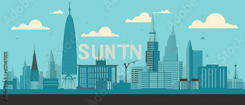 Sudan Landmarks Skyline Silhouette Style, Colorful, Cityscape, Travel and Tourist Attraction - Generative AI