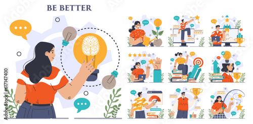 Be better concept set. Improvement and development idea. Growth