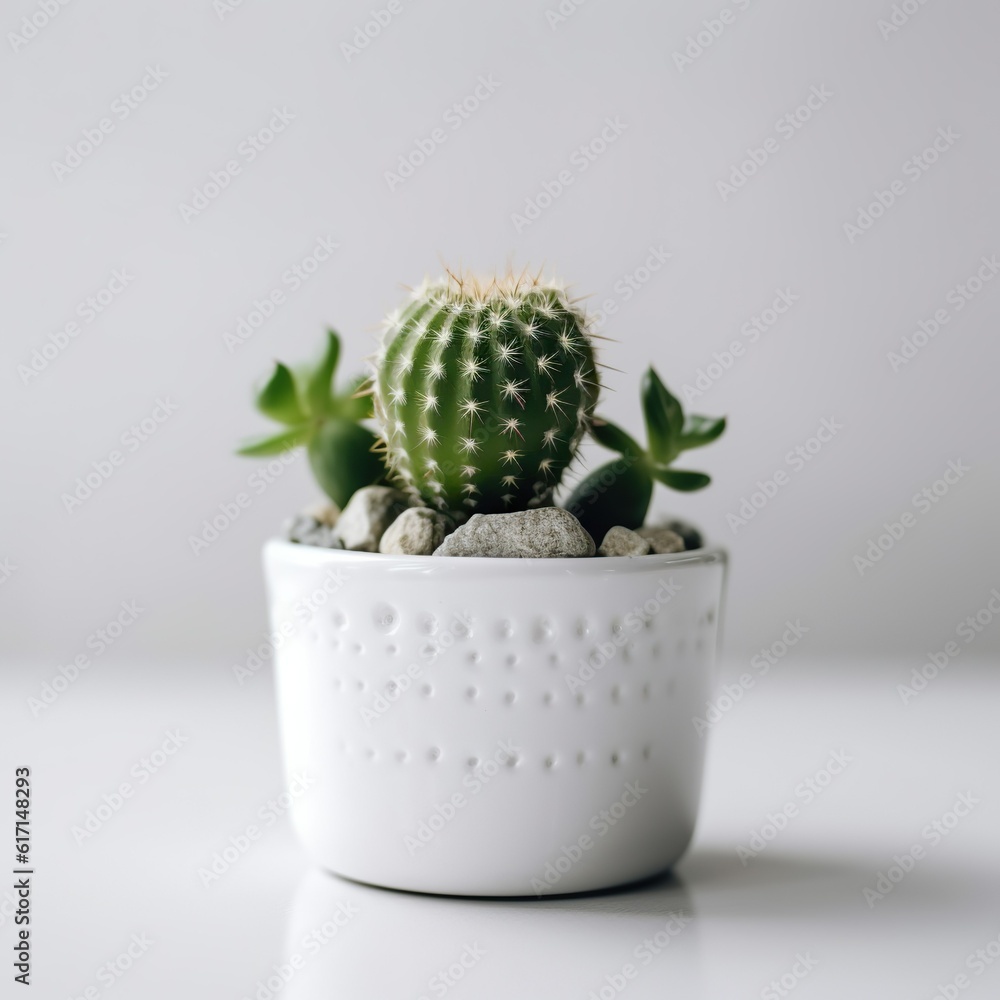 Serenity in Miniature: Minimalistic Succulent Plant in a White Bowl. Generative AI Serenity in Miniature: Minimalistic Succulent Plant in a White Bowl. Generative AI