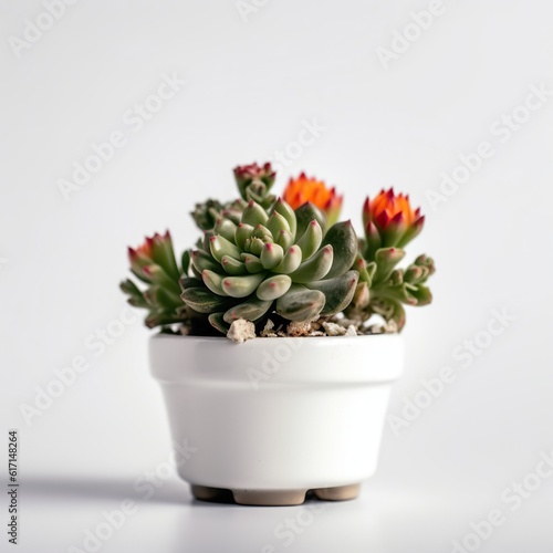 Serenity in Miniature: Minimalistic Succulent Plant in a White Bowl. Generative AI © DigitalGenetics