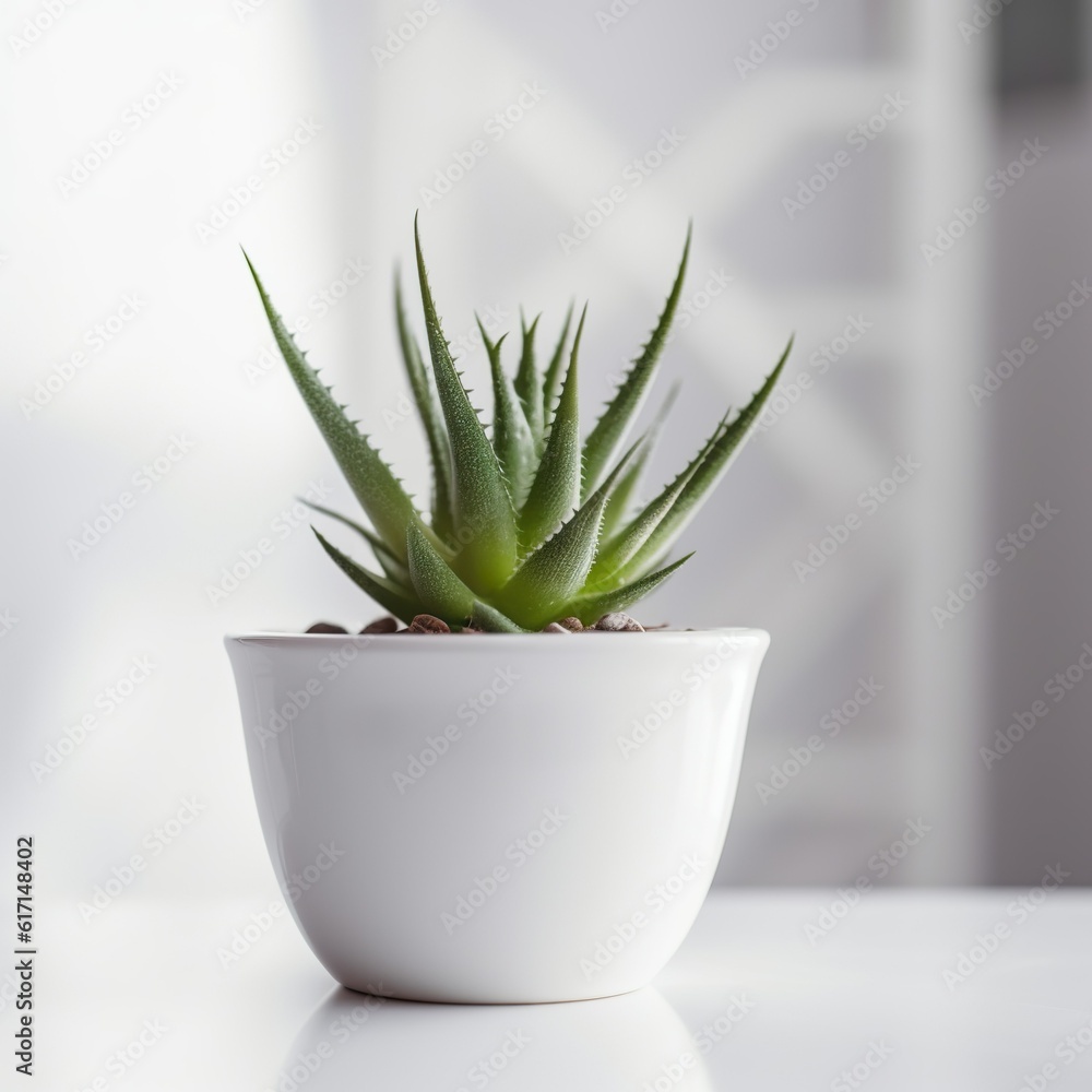 Serenity in Miniature: Minimalistic Succulent Plant in a White Bowl. Generative AI Serenity in Miniature: Minimalistic Succulent Plant in a White Bowl. Generative AI