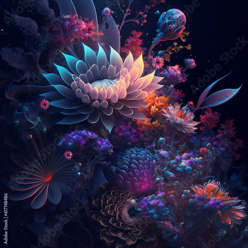 Fantasy flower fantasy art magic fantasy flowers plant art, Generative AI © Cute3DGallery
