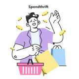 Spendthrift. Careless consumer behavior. Purchasing beyond the means.