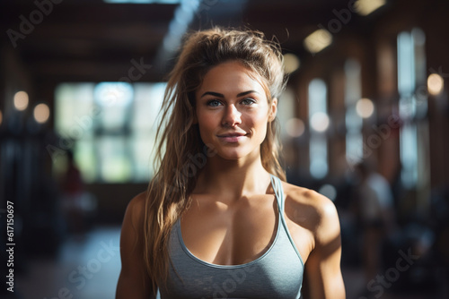 CrossFit training in a spacious industrial gym, Fitness models, sport, natural light, affinity, bright background Generative AI