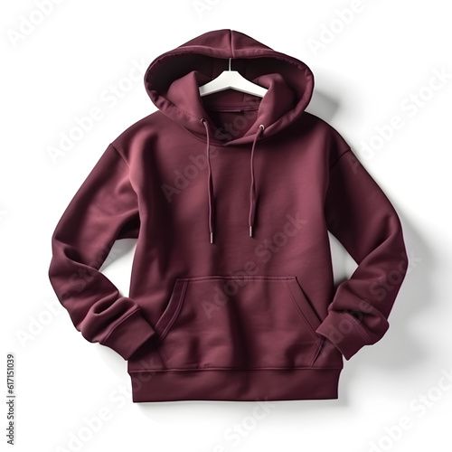 maroon hoodie mockup on white background ,generative ai © sipalingPNG
