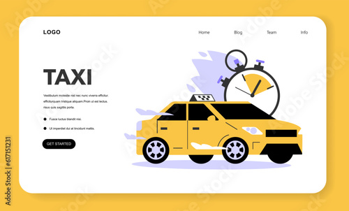 Taxi service web banner or landing page. Online taxi order in mobile