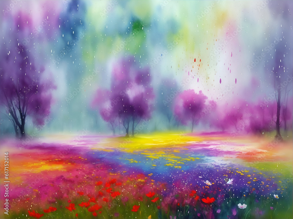 Fototapeta premium Spring landscape. AI generated illustration