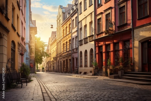 Old streets in European city, old town, Illustration AI Generative. © ArtCookStudio