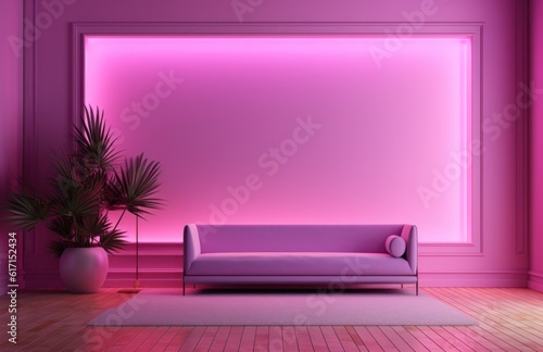 Pink empty room mockup. Illustration AI Generative.