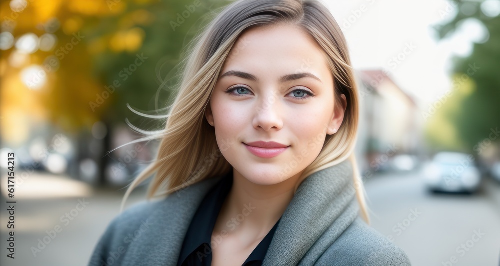 young attractive blondie model in street style outfit enjoying the sunny spring day in a city. Generative AI young attractive blondie model in street style outfit enjoying the sunny spring day in a city. Generative AI