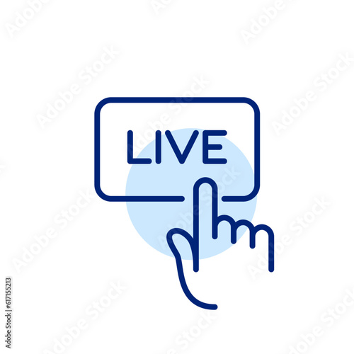 Going live streaming. Broadcasting, music, or online video. Pixel perfect, editable stroke icon