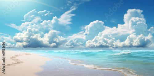 Tropical beach. Illustration AI Generative. © ArtCookStudio