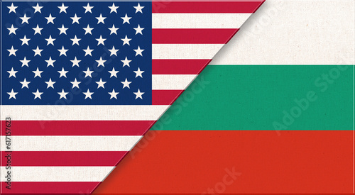 Flags of USA and Bulgaria. USA and Bulgarian relations. Political concept